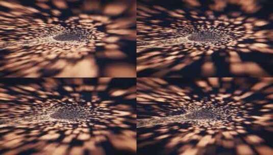 金色流动的粒子隧道3D渲染高清在线视频素材下载