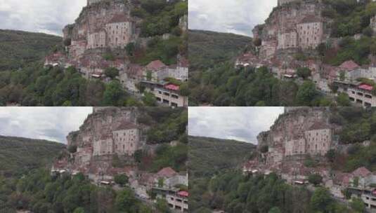 一个在悬崖边的村庄高清在线视频素材下载