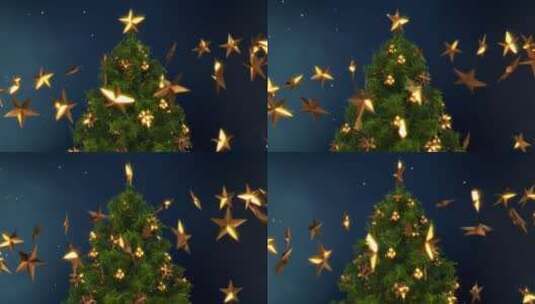 圣诞树和星星特写高清在线视频素材下载
