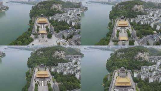 航拍广西柳州文庙古建筑全景高清在线视频素材下载
