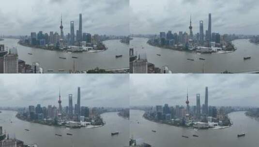 上海城市天际线航拍高清在线视频素材下载