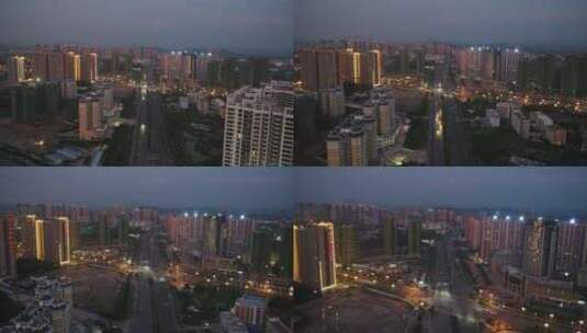 广西玉林夜景城市风光城郊城镇化落后高清在线视频素材下载