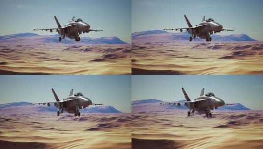 飞机在沙漠上降落的特写镜头高清在线视频素材下载