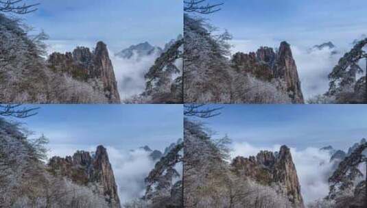 黄山云海雪景图高清在线视频素材下载