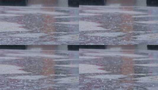 雨水滴落在街道上高清在线视频素材下载