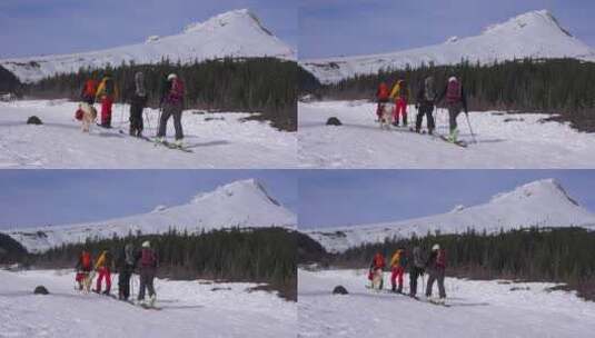 徒步行走的滑雪者高清在线视频素材下载