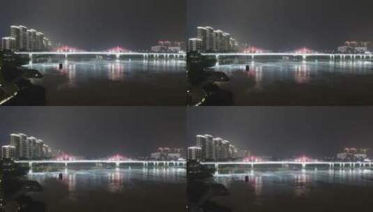 航拍福建漳州战备大桥交通夜景灯光高清在线视频素材下载
