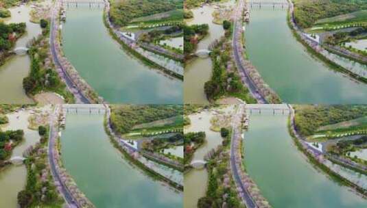 广州市湿地公园自然保护湿地日航拍高清在线视频素材下载