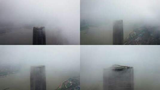武汉绿地中心穿云航拍4k高清在线视频素材下载