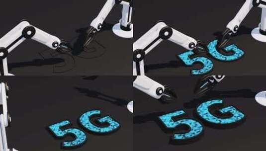 5G能机械臂三维概念场景高清在线视频素材下载