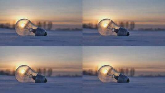 雪地里的灯泡高清在线视频素材下载