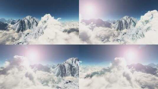 白雪皑皑的群山之间的云高清在线视频素材下载