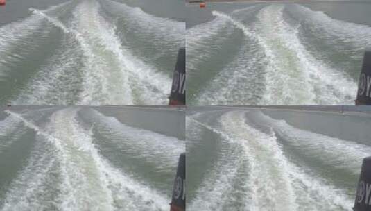 茶卡盐湖 船上 水流 开船划水高清在线视频素材下载