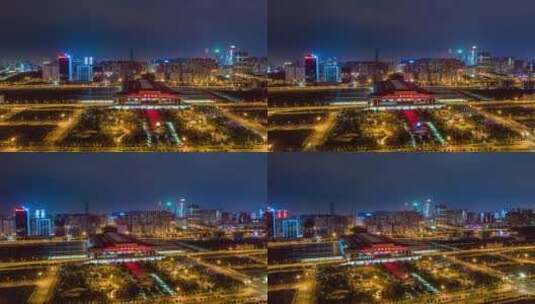 4k航拍延时广西南宁东站夜景素材高清在线视频素材下载