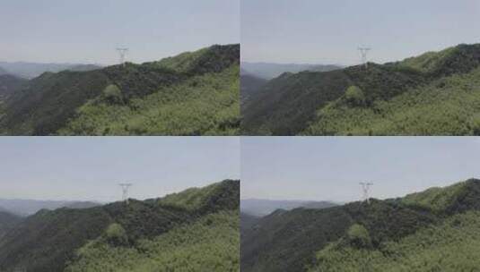 山顶 输电线路 山区 输电 电力塔 推进D-LOG高清在线视频素材下载