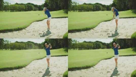 高尔夫球员挥杆高清在线视频素材下载