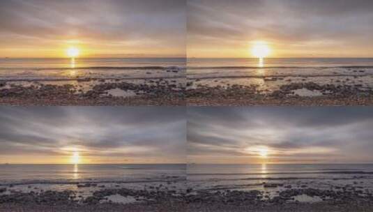 夕阳下的海边高清在线视频素材下载