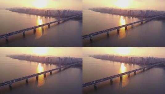 航拍杭州大桥高清在线视频素材下载