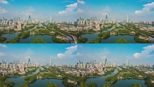 广州东湖公园蓝天延时高清在线视频素材下载