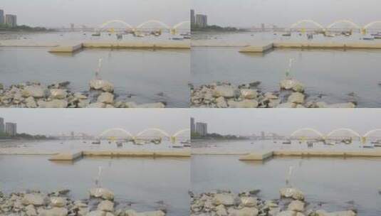 杭州九堡江边高清在线视频素材下载
