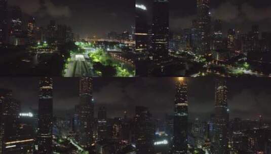 广州CBD清晨航拍空镜高清在线视频素材下载