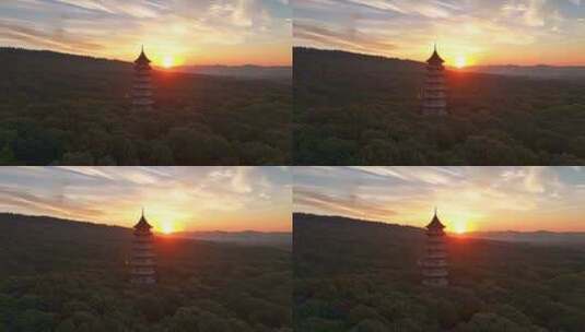 灵谷寺 中山陵风景区 南京秋天 灵谷寺朝霞高清在线视频素材下载