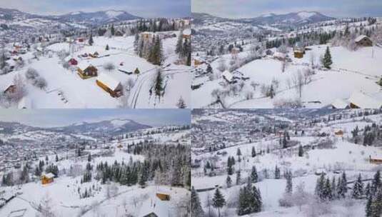 雪景村庄高清在线视频素材下载