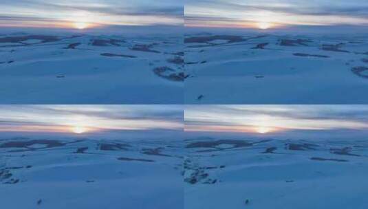 航拍呼伦贝尔雪景原野冬日风光高清在线视频素材下载