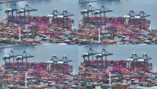 航拍城市物流海洋运输出口集装箱港口码头高清在线视频素材下载