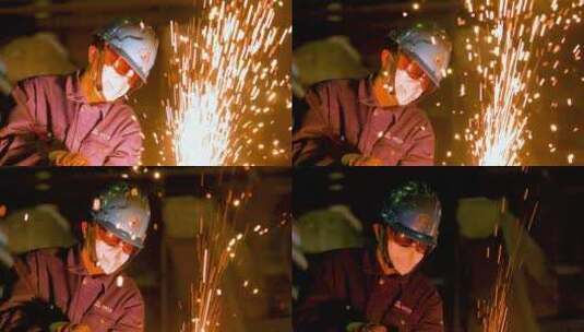 焊接 电焊钢铁 金属工业 火花高清在线视频素材下载