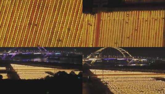 广州南沙凤凰三桥火龙果林夜景航拍4K视频高清在线视频素材下载