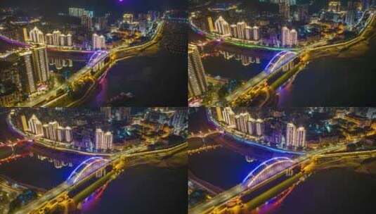 梧州河东城区夜景航拍延时视频高清在线视频素材下载