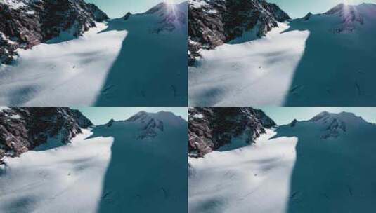 雪山探险结组行进高清在线视频素材下载