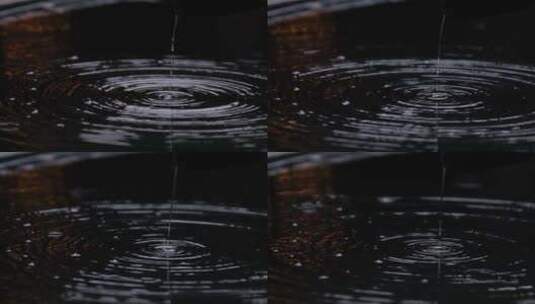 江南天井雨季雨滴雨缸空镜高清在线视频素材下载