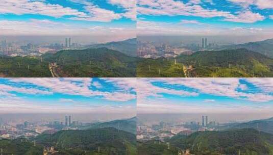 深圳郊野公园龙岗区星河双子塔城市风景航拍高清在线视频素材下载