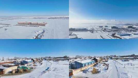 内蒙古冬季村庄雪景高清在线视频素材下载