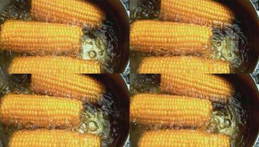 新鲜玉米食材特写慢动作镜头高清在线视频素材下载