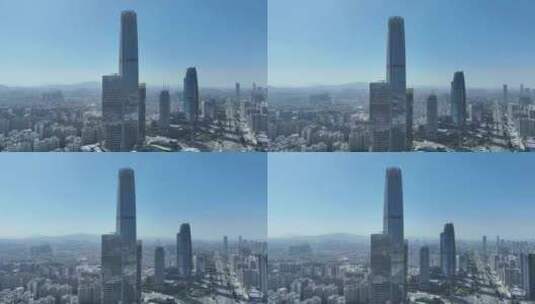 东莞民盈国贸中心航拍高楼大厦办公楼写字楼高清在线视频素材下载