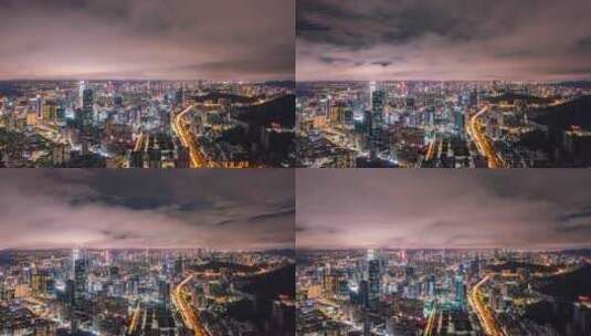 深圳城市雨后夜景延时4k高清在线视频素材下载