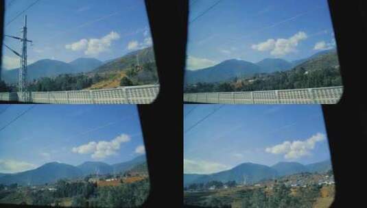 高铁车窗沿途风景高清在线视频素材下载