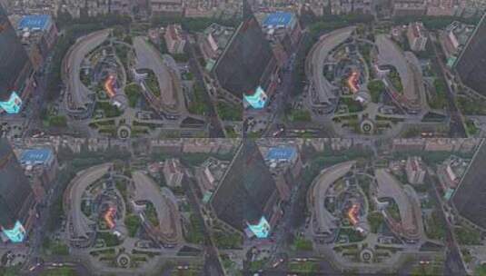 广州市区广州塔高空航拍高清在线视频素材下载
