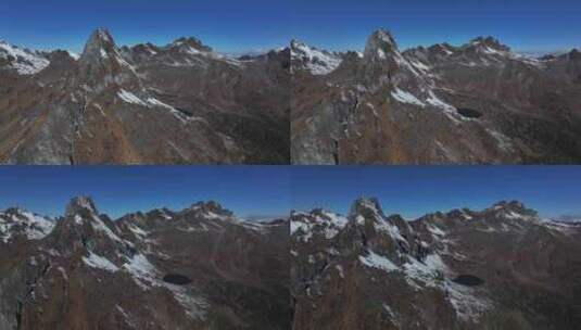 云南香格里拉南极洛雪山湖泊高空航拍高清在线视频素材下载