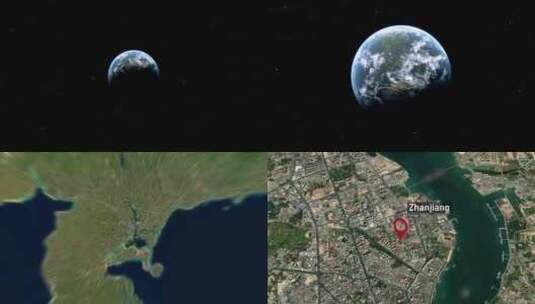 湛江市Zoom（中国）从太空到地球高清在线视频素材下载