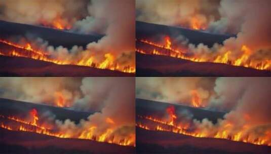 AIGC素材 森林大火山火防治高清在线视频素材下载