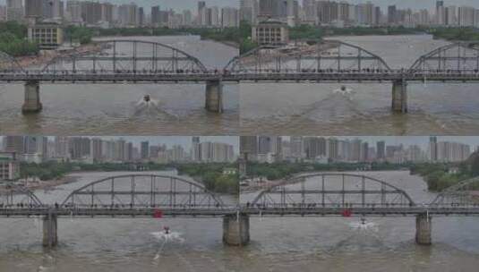 航拍兰州黄河中山桥高清在线视频素材下载