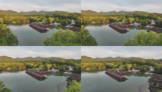 杭州西湖茅家埠航拍高清在线视频素材下载