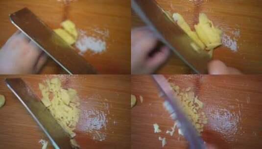 切葱姜碎泡葱姜水去腥高清在线视频素材下载