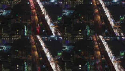 夜间在高速公路上行驶的汽车高清在线视频素材下载
