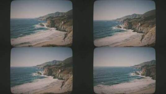 悬崖附近的海岸波浪8毫米电影风格高清在线视频素材下载