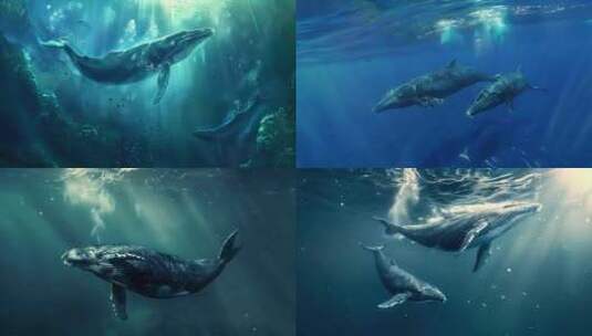 海里的鲸鱼 鲸鱼高清在线视频素材下载